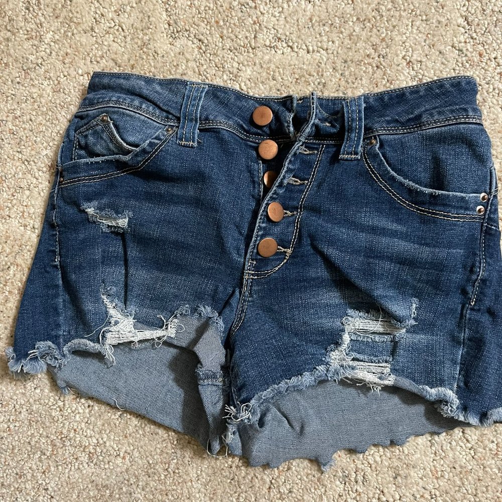 Distressed Denim Jean Shorts